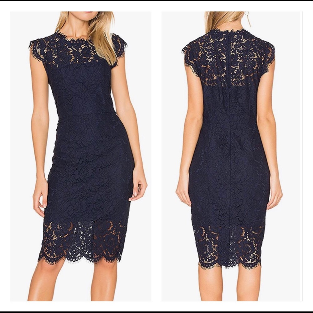 NWTSleeveless FloralLace Cocktail Dress(navy blue